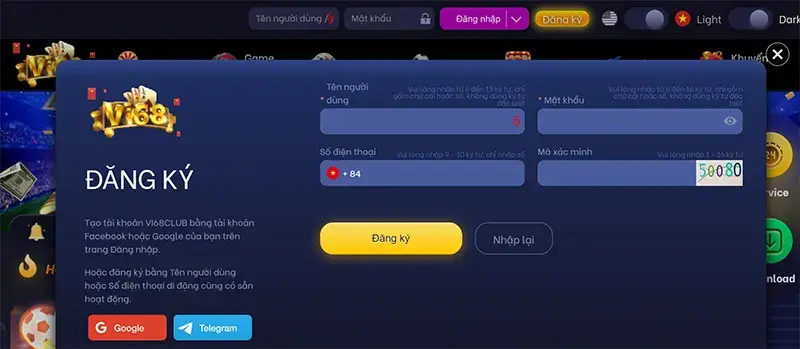 Hướng dẫn đăng ký VI68 chi tiết và trải nghiệm nhiều game cá cược hấp dẫn tại đây