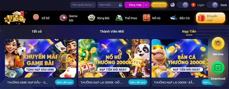 Nhà cái VI68 có nhiều chương trình khuyến mãi hấp dẫn dành cho người chơi nạp tiền
