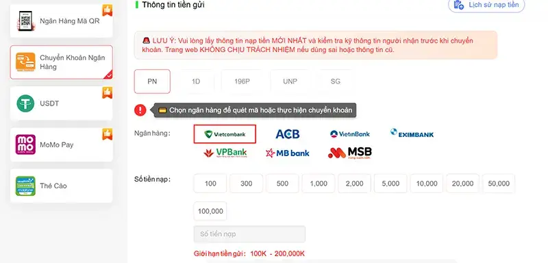 Nạp tiền VI68 qua chuyển khoản ngân hàng là phương thức khá phổ biến được nhiều người chơi sử dụng
