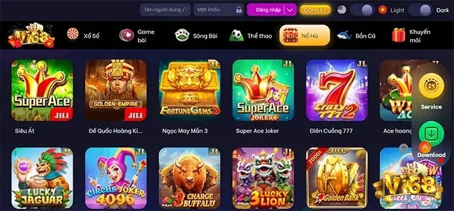 Cổng game Vi68 nổi tiếng với nhiều trò chơi nổ hũ đổi thưởng đa dạng và hấp dẫn