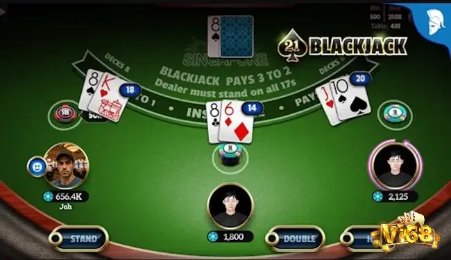Double Down và Split phù hợp sẽ giúp bạn chơi xì dách Vi68 hiệu quả và dễ chiến thắng hơn
